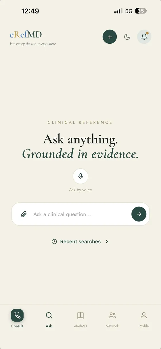 eRefMD Ask screen